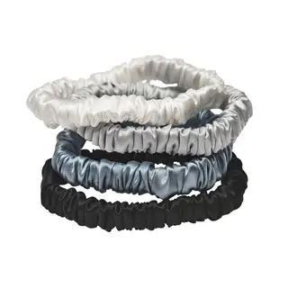 Produktfoto för Lenoites Mulberry Silk Skinny Scrunchies white, light grey, blue, black