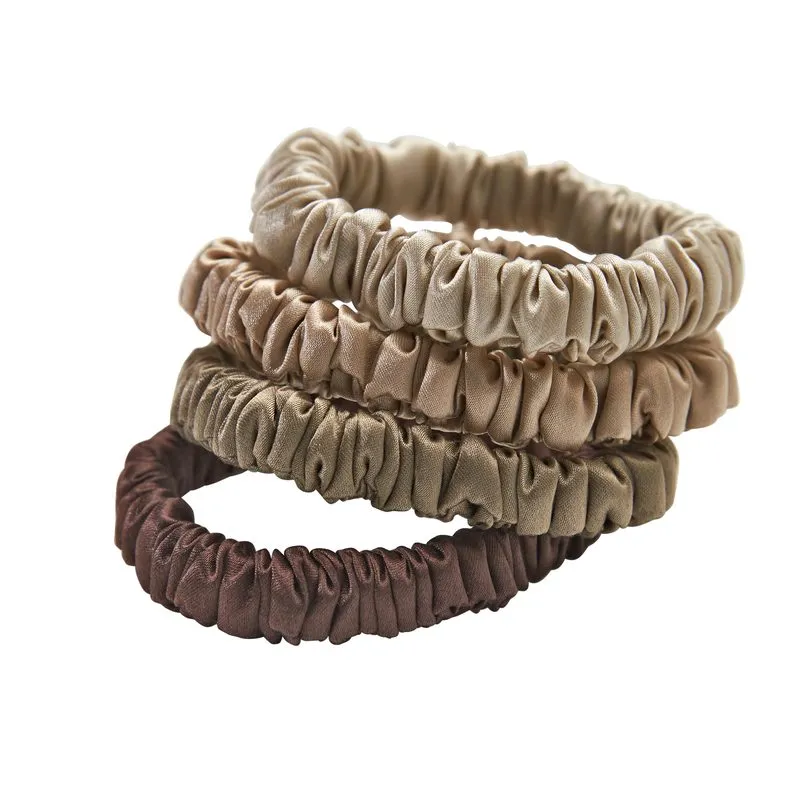 Bild 1 för Lenoites Smala Scrunchies beige, ljusbrun, brun, kaffe