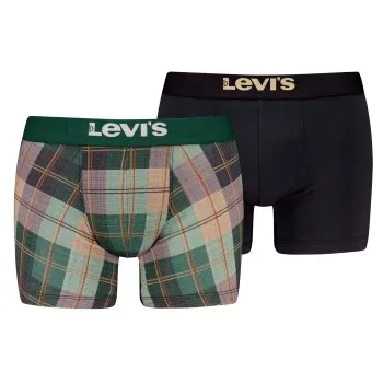 Alternativ bild 0 för Levis Kalsonger 2P Plaid Aop Boxer Brief Svart/Grön bomull X-Large Herr