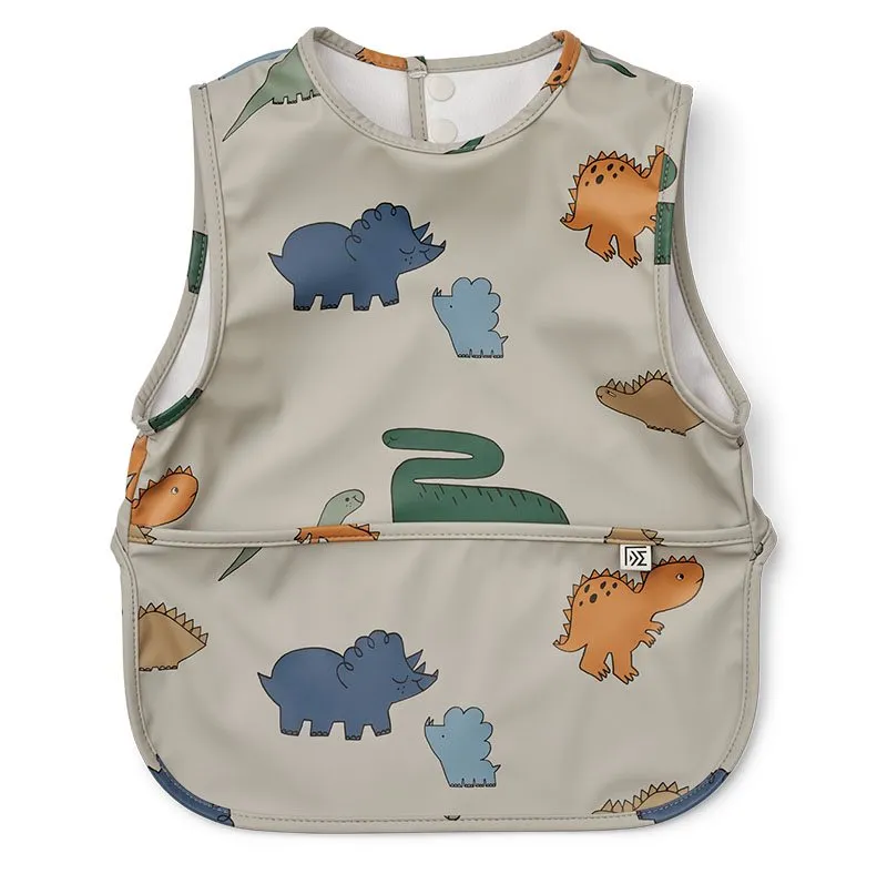 Bild 1 för LIEWOOD - Bria Bib - Förkläde för matlagning - Dinosaurs / Mist - L43 x W30 cm