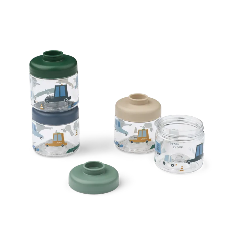 Alternativ bild 0 för Liewood Dominique barnmatsburkar 100 ml 4-pack Cars-Sandy