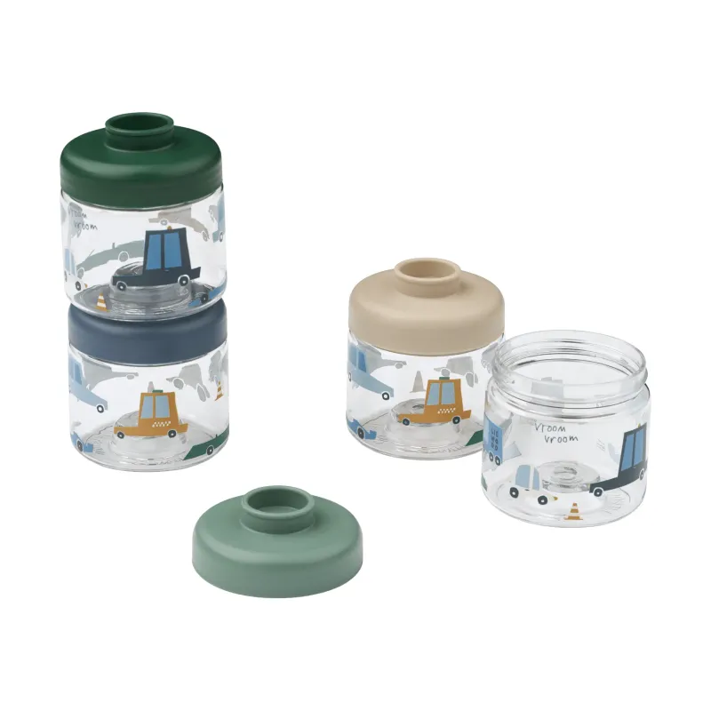 Alternativ bild 0 för Liewood Dominique barnmatsburkar 100 ml 4-pack Cars-Sandy