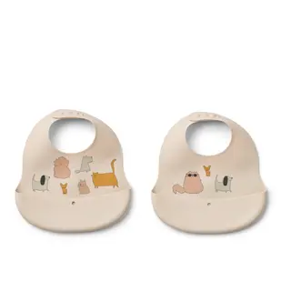 Produktfoto för Liewood Ember Haklapp 2-pack Cats and Dogs (Sandy)