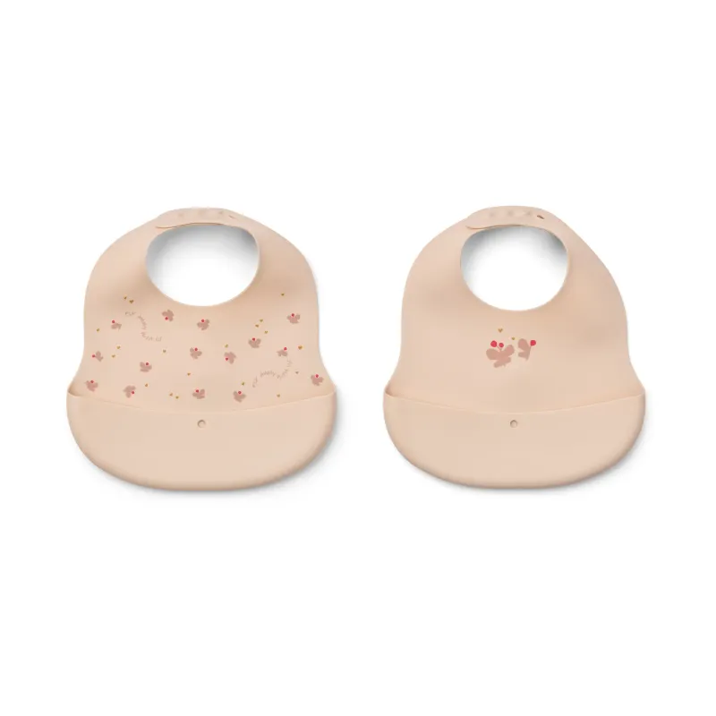 Alternativ bild 0 för Liewood Ember printed haklapp 2 delar Mini Butterfly-apple blossom