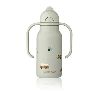 Produktfoto för LIEWOOD - Kimmie Bottle - Dricksflaska för barn - 1036 Vehicles / Dove blue - H16 x D6,5 x W11,5 cm / 250 ml