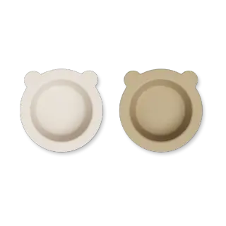 Produktfoto för LIEWOOD Peony Skål med Sugfunktion Sandy/Oat 2-pack