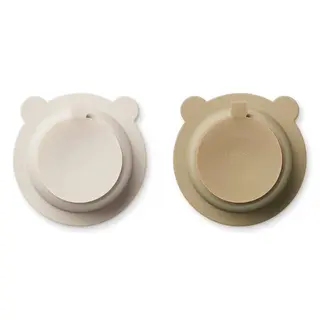 Produktfoto för LIEWOOD Peony Skål med Sugfunktion Sandy/Oat 2-pack