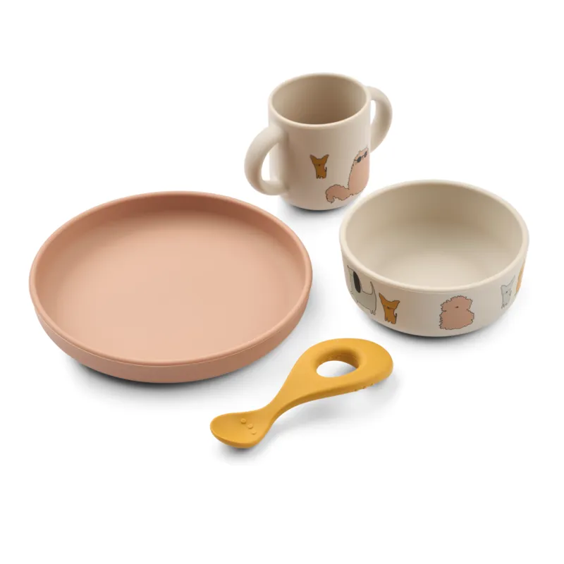 Bild 1 för LIEWOOD - Vivi Printed Tableware Set - Serviser för barn - 2503 Cats and Dogs / Sandy - One Size