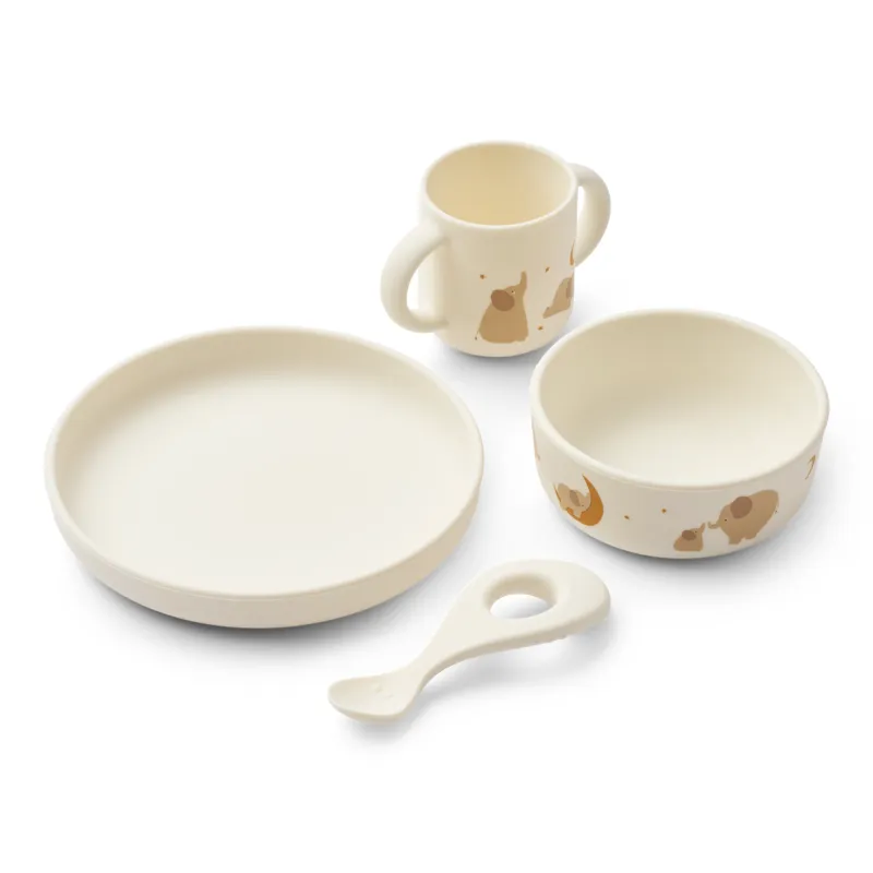 Bild 1 för LIEWOOD - Vivi Printed Tableware Set - Serviser för barn - 2506 Elephant / Creme de la Creme - One Size