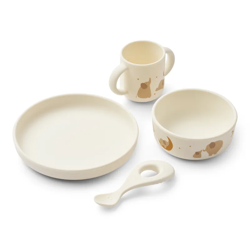Bild 2 för LIEWOOD - Vivi Printed Tableware Set - Serviser för barn - 2506 Elephant / Creme de la Creme - One Size