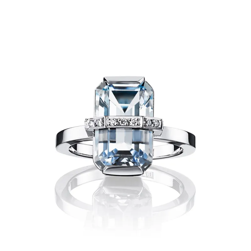 Alternativ bild 0 för Little Bend Over - Aquamarine Ring Vitguld 19.50 mm