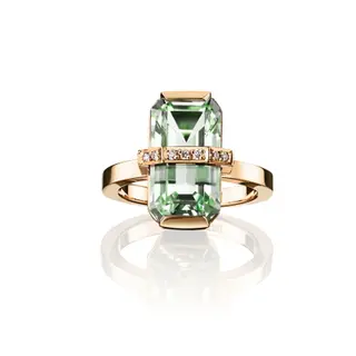 Produktfoto för Little Bend Over - Green Quartz Ring Guld 15.00 mm