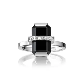 Produktfoto för Little Bend Over - Onyx Ring Vitguld 15.00 mm