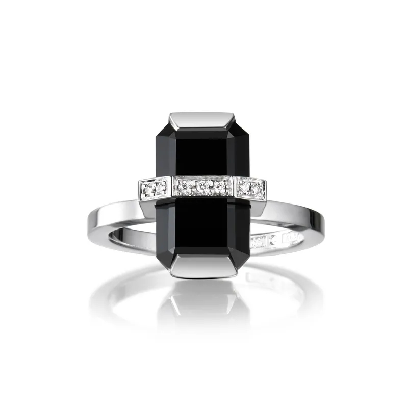 Alternativ bild 0 för Little Bend Over - Onyx Ring Vitguld 15.00 mm