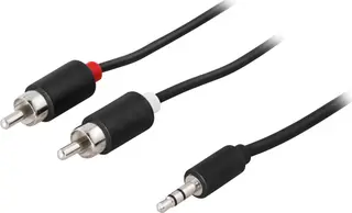 Produktfoto för Ljudkabel, 3,5mm ha - 2xRCA ha 5m, svart