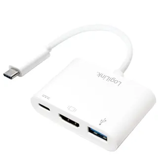 Produktfoto för LogiLink 0.14m, 2xUSB-C/HDMI+USB A, Vit, 1920 x 1080 pixlar, 0 - 45 ° C, -10 - 70 ° C, 59,1 mm, 40,2 mm