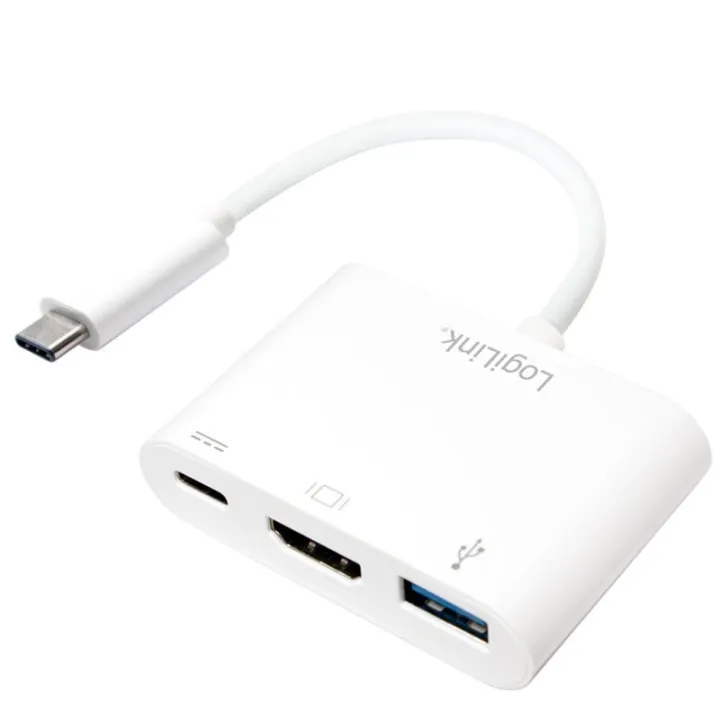 Alternativ bild 0 för LogiLink 0.14m, 2xUSB-C/HDMI+USB A, Vit, 1920 x 1080 pixlar, 0 - 45 ° C, -10 - 70 ° C, 59,1 mm, 40,2 mm