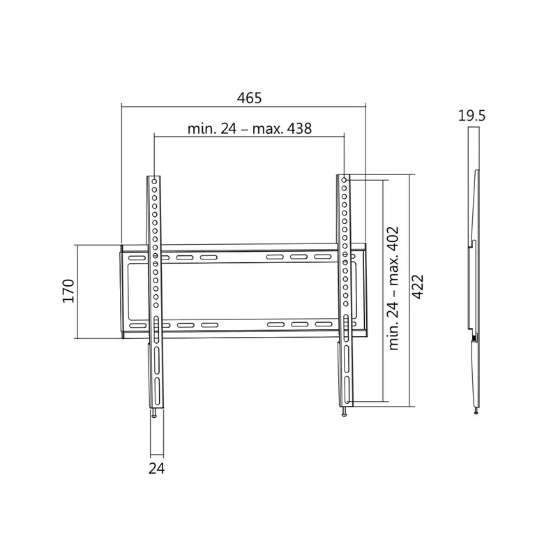 Bild 2 för LogiLink BP0009, 81,3 cm (32), 139,7 cm (55), 35 kg, 200 x 200 mm, 400 x 400 mm, Svart