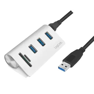 Produktfoto för LogiLink CR0045, USB 3.2 Gen 1 (3.1 Gen 1) Type-A, USB 3.2 Gen 1 (3.1 Gen 1) Type-A, MicroSD (TransFlash),SD, 5000 Mbit/s, Sølv, Aluminium
