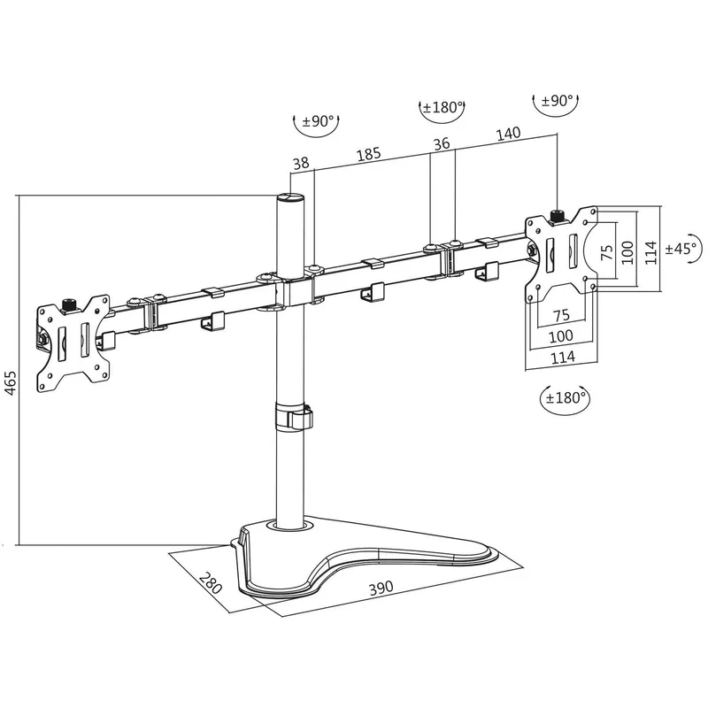 Bild 2 för LogiLink Dual monitor stand 13-32" steel arm length: each 460 mm