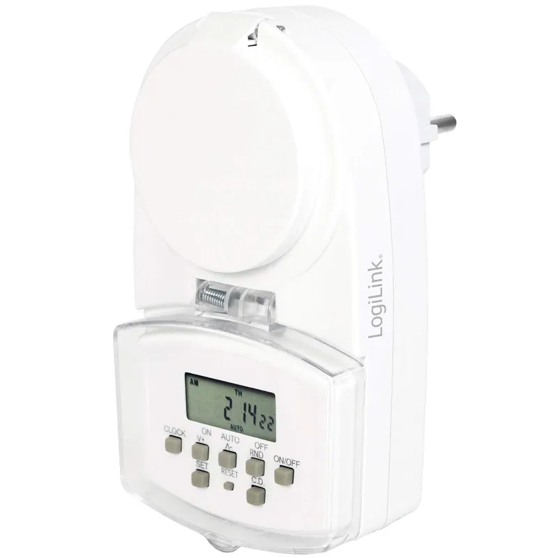 Bild 1 för LogiLink ET0008, Daglig timer/veckotimer, Vit, Digital, LED, Knappar, IP44