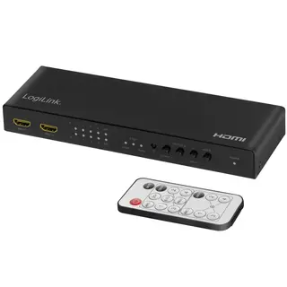Produktfoto för LogiLink HDMI switch 4x2-Port matrix 4K/60 Hz HDR ARC extract scaler RC