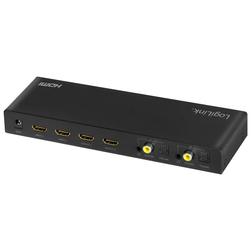 Bild 2 för LogiLink HDMI switch 4x2-Port matrix 4K/60 Hz HDR ARC extract scaler RC
