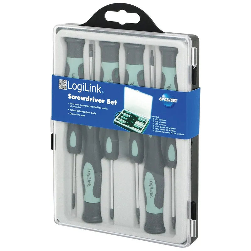 Bild 2 för LogiLink je 1x T5/T6/T7/ x 50mm, 2x Schlitz, 1x Kreuz Elektronik och finmekanik Skruvmejslar med sexkantiga hylsor (TX), kors, Phillips