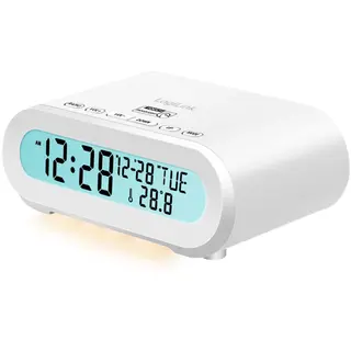 Produktfoto för LogiLink Klockradio Temp/Luftfuktighet USB-C/Batteridrift Vit