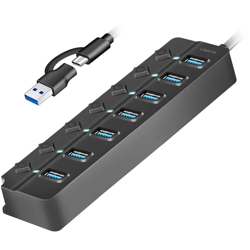 Bild 2 för LogiLink USB-hub 7-port med separata På/Av-knappar USB-C/USB-A in USB 3.2 Gen1