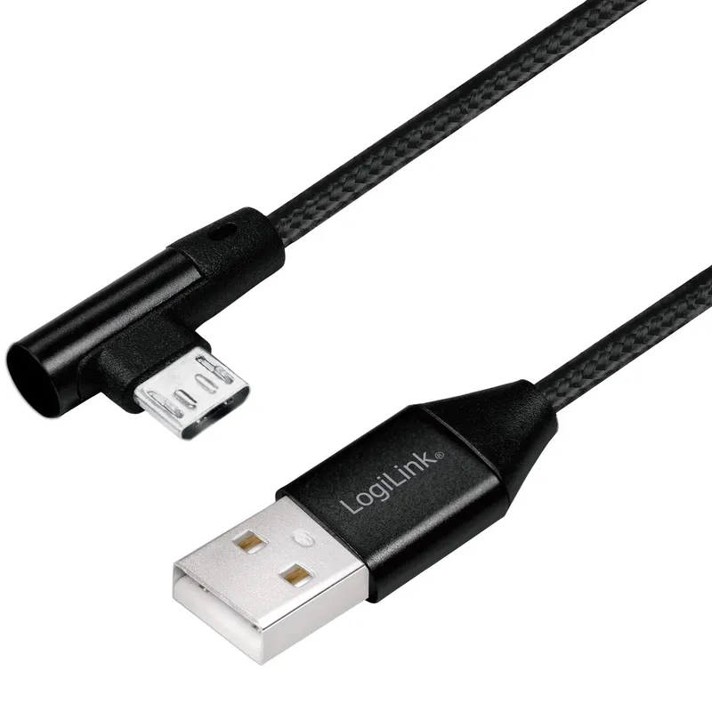 Bild 1 för LogiLink Vinklad MicroUSB-kabel USB 2.0 1m