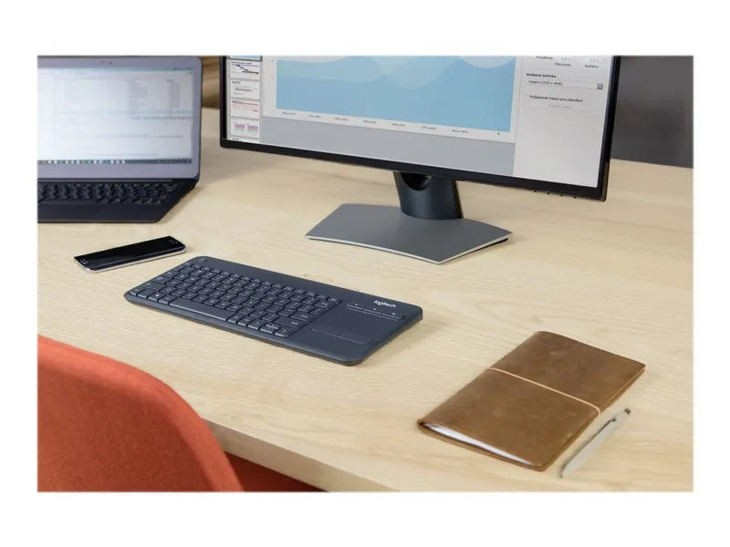 Alternativ bild 0 för Logitech K400 Plus Ergonomic Wireless Touch - Tangentbord - Amerikansk Engelska - Svart