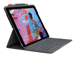 Produktfoto för Logitech Slim Folio - Tangentbord och foliefodral - trådlös - Bluetooth LE - QWERTY - nordiskt (danska/finska/norska/svenska) - oxford-grå - för Apple 10.9-inch iPad (10:e generation)