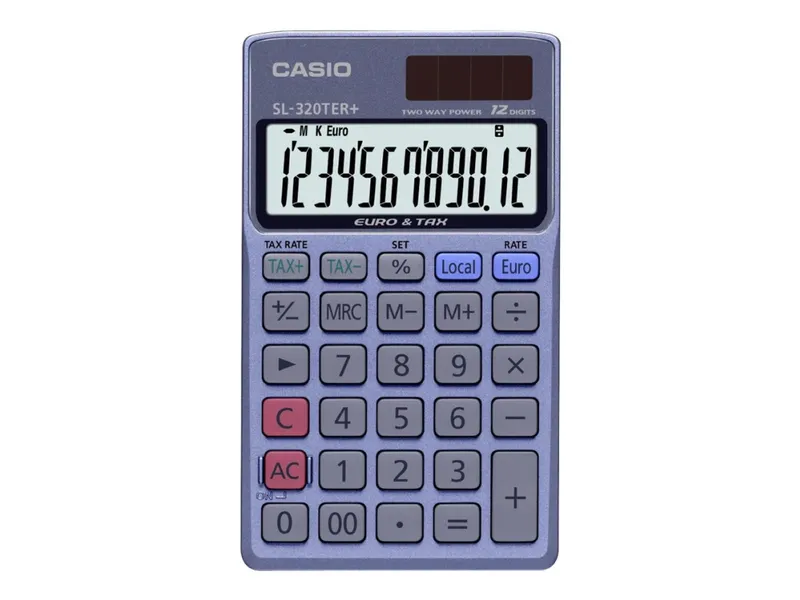 Alternativ bild 0 för Lommeregner Casio SL-320-TER+, blå/sort, 12 cifre