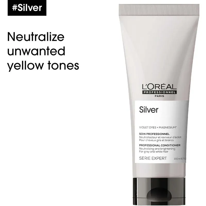 Bild 2 för L`Oreal Professionnel Expert Series Silver Violet Dyes &amp  Magnesium Hair Conditioner, grått/vitt hår, 200ml
