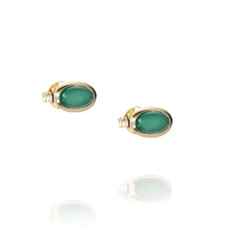 Produktfoto för Love Bead - Green Agate Örhänge Guld
