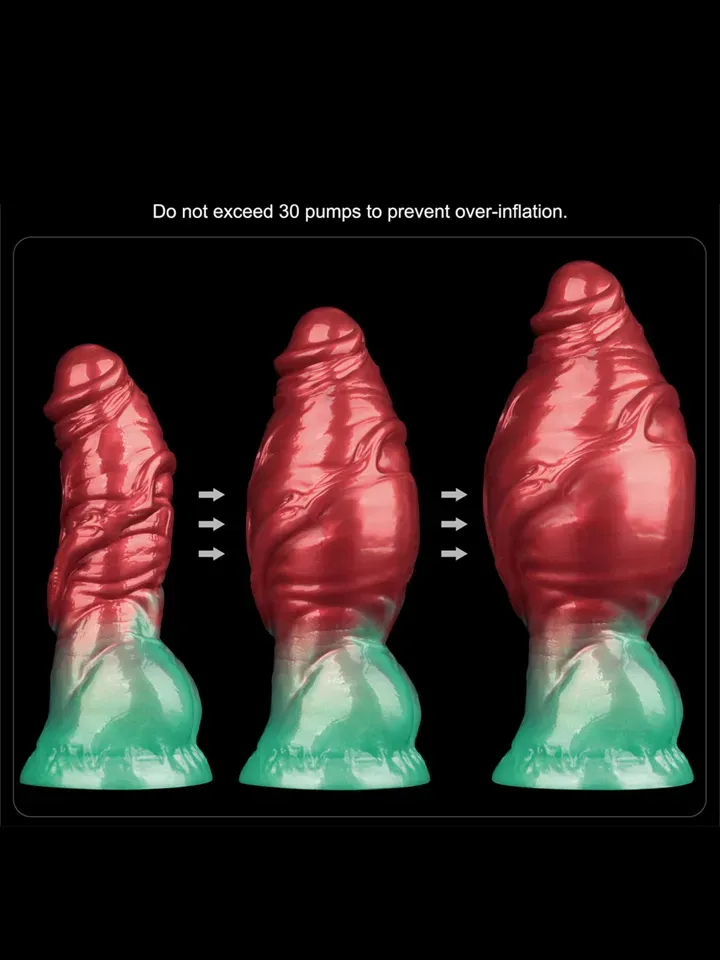 Bild 2 för LoveToy: Aerosx, Dual Density Inflatable Dildo, 19 cm, röd/grön