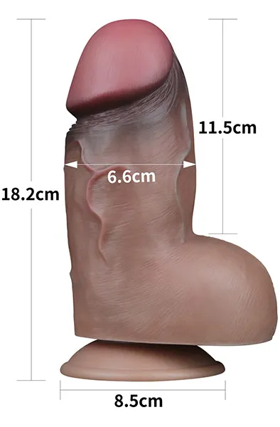 Bild 2 för LoveToy: Dual-Layered Silicone Cock, 18 cm, mörk