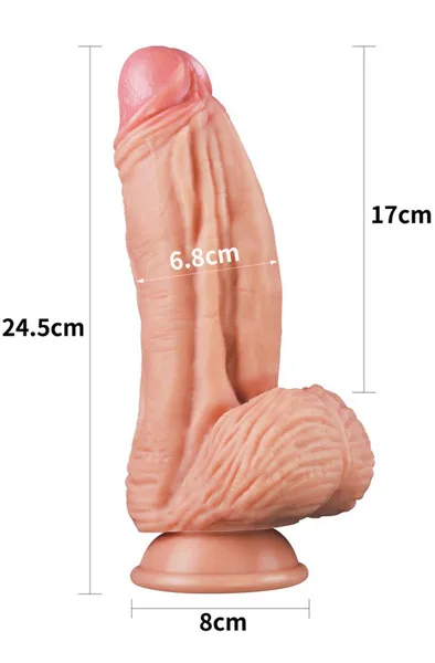 Bild 2 för LoveToy: Dual-Layered Silicone Cock, 25 cm, ljus