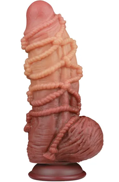 Bild 1 för LoveToy: Dual-layered Silicone Cock with Rope, 24 cm