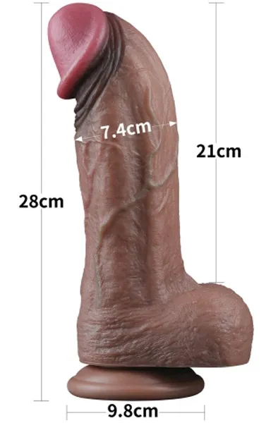 Bild 2 för LoveToy: Dual-Layered Silicone XXL Cock, 28 cm, mörk