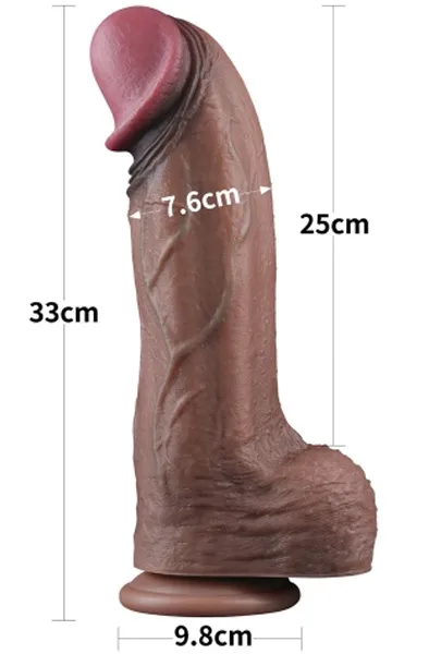 Bild 2 för LoveToy: Dual-Layered Silicone XXL Cock, 33 cm, mörk