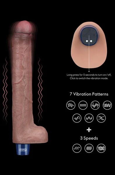 Bild 2 för LoveToy: Real Softee, Silicone Vibrating Dildo, 26,5 cm