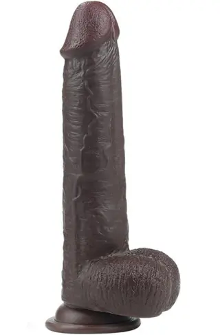 Produktfoto för LoveToy: Sliding-Skin Dildo, 23 cm, mörk