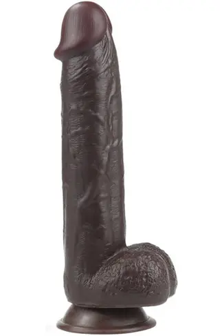 Produktfoto för LoveToy: Sliding-Skin Dildo, 24 cm, mörk