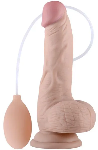 Bild 1 för LoveToy: Soft Ejaculation Cock with Balls, 20 cm