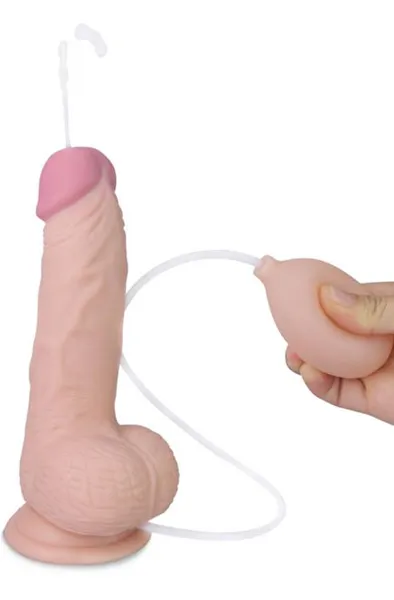 Bild 2 för LoveToy: Soft Ejaculation Cock with Balls, 20 cm