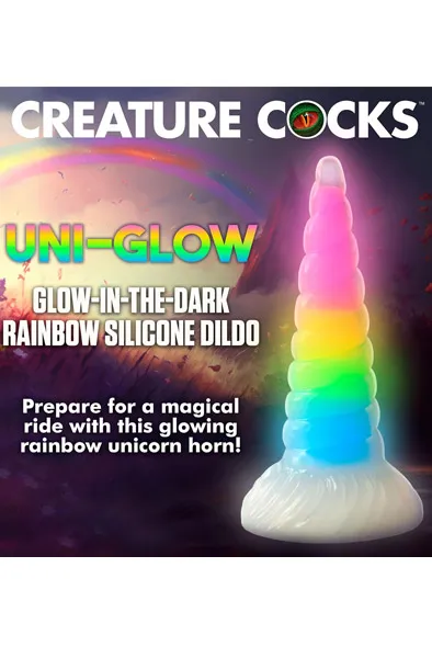 Bild 2 för Luminescent Rainbow Silicone Dildo 20 cm Dragon dildo