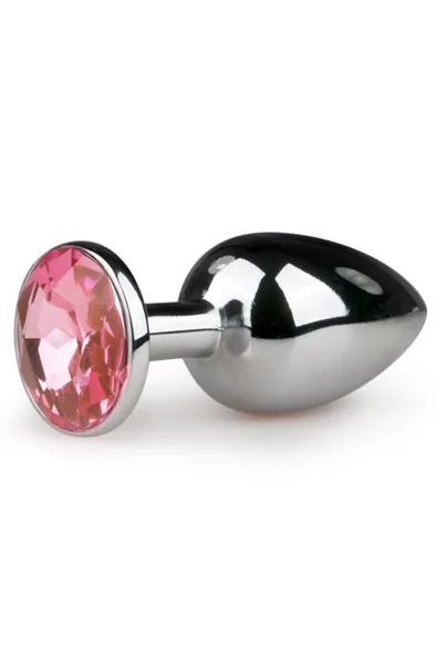 Bild 1 för Lyxig Analplugg  - Med ROSA Fake diamant - Metal Butt Plug No. 1 - Silver/Pink