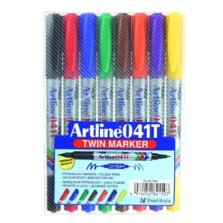 Produktfoto för Märkpenna Artline EK-041T Twin Marker set med 8 färger